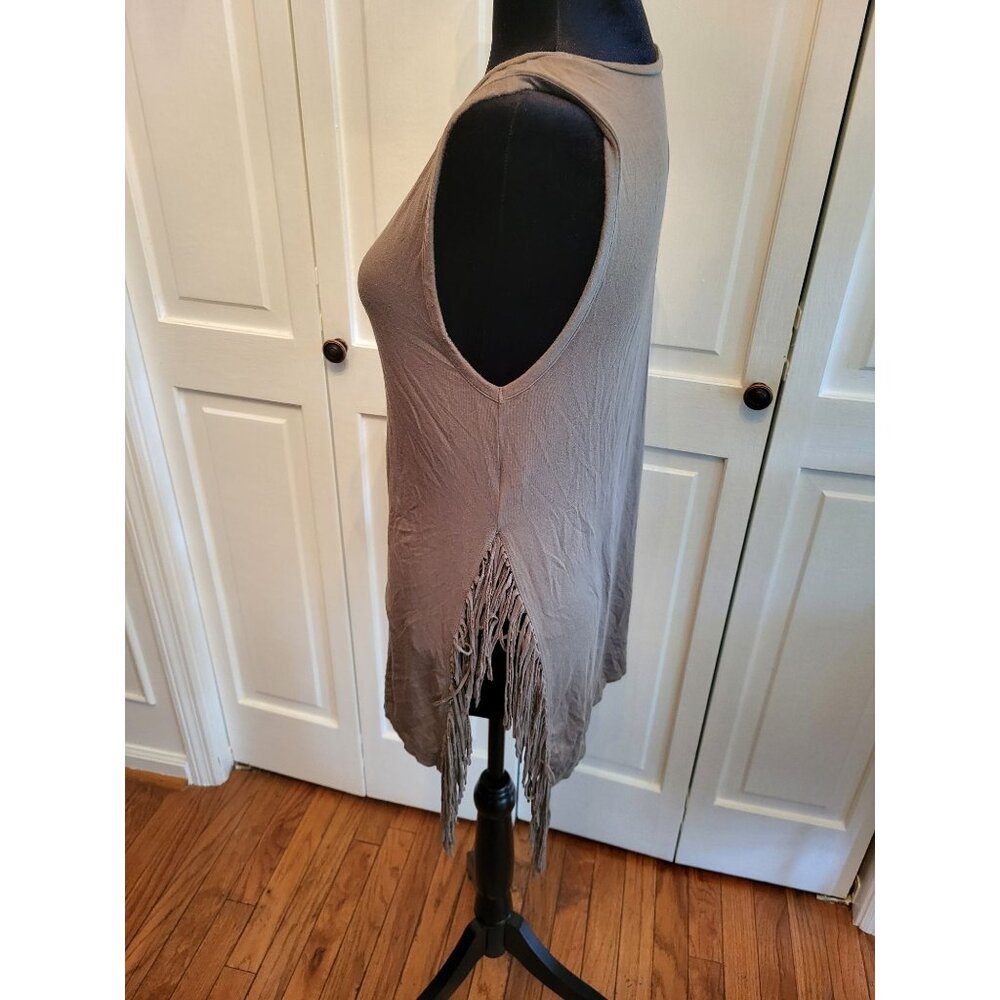American Eagle Olive Green  Tank with Fringe XS Festival Boho Western